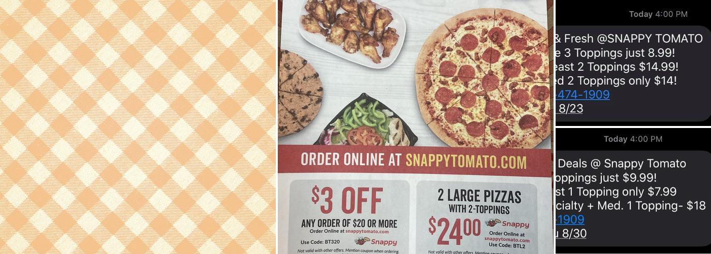 Snappy Tomato Pizza Menu