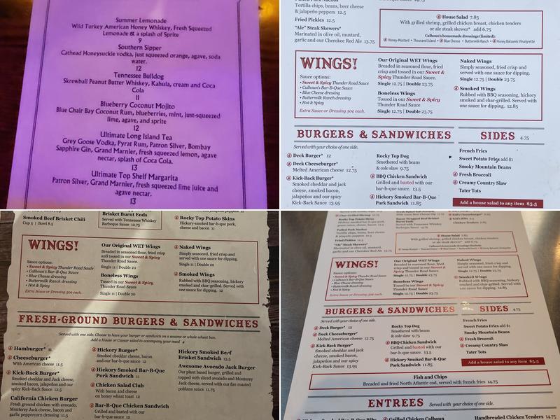 Calhoun's On The River Menu