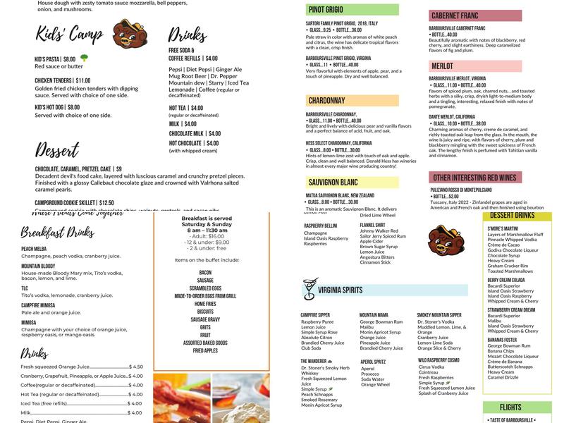 Campfire Grill Menu