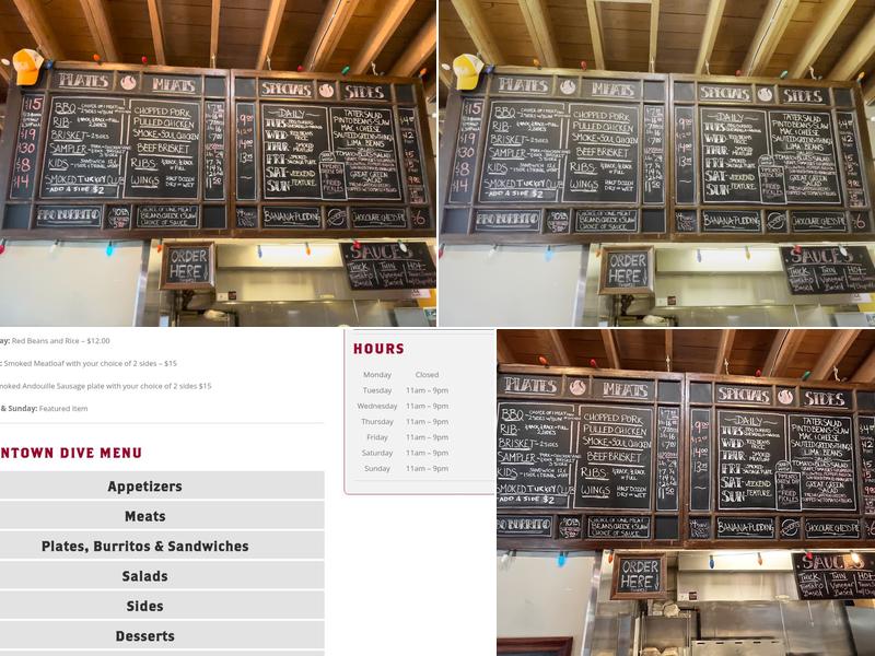 Sweet P's Barbecue and Downtown Dive Menu