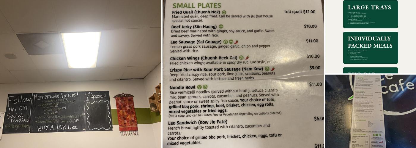 Sticky Rice Cafe Menu