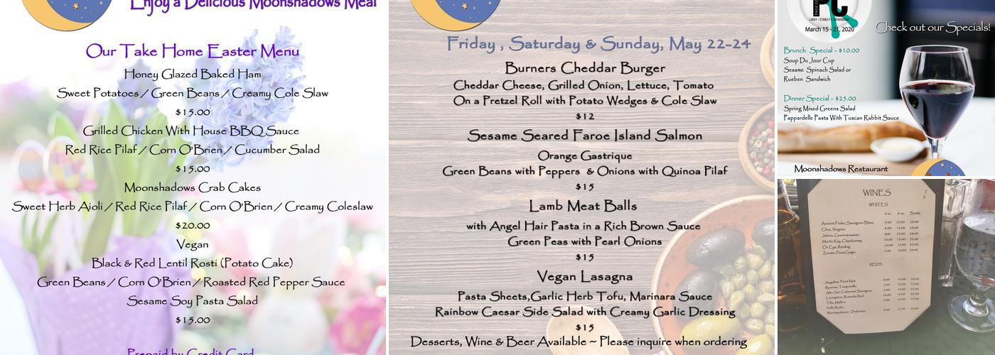 Moonshadows Restaurant Menu