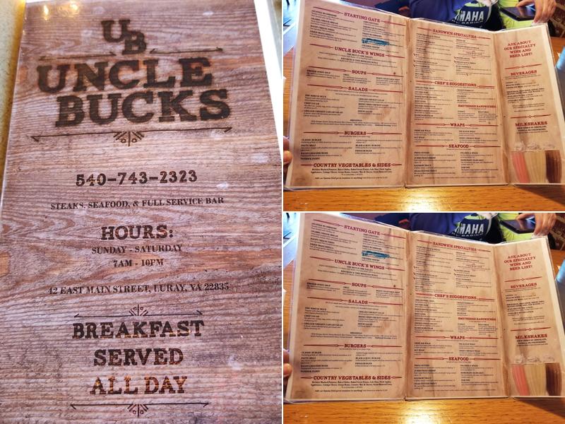 Uncle Buck's Menu