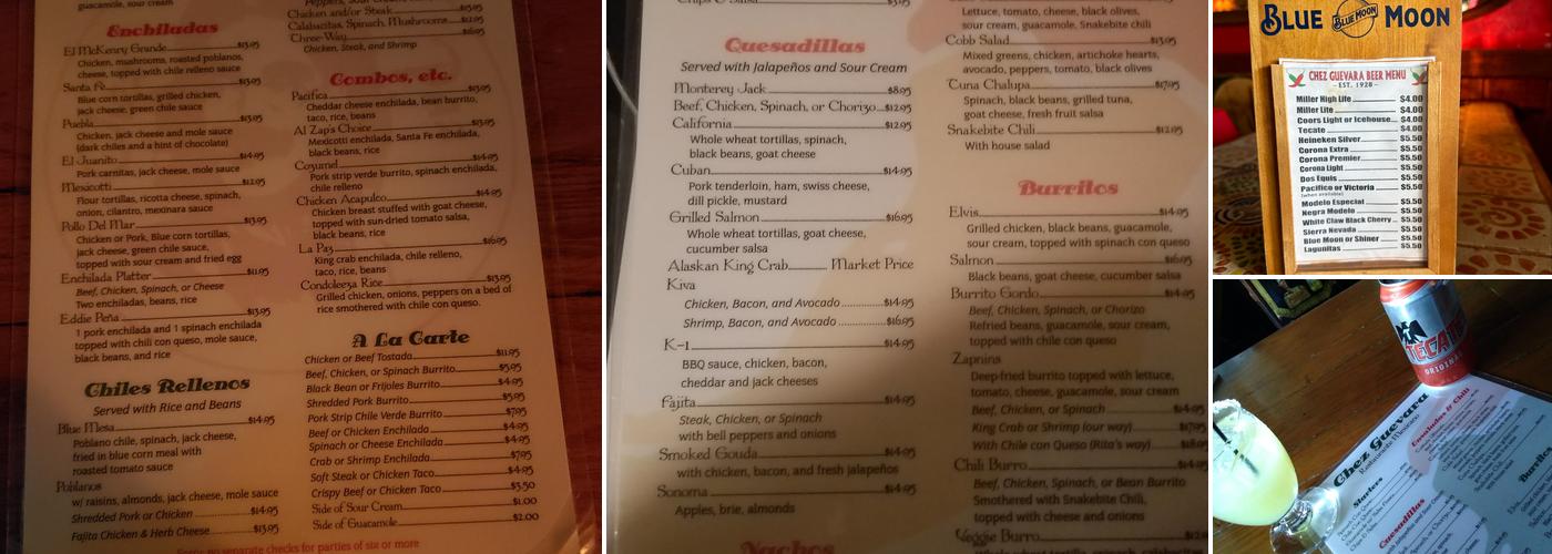 Chez Guevara Restaurant Menu