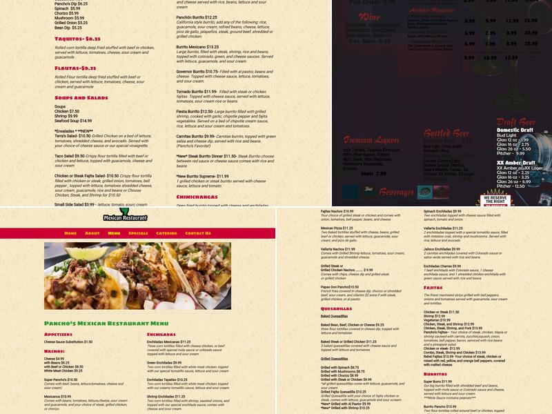 Pancho's Mexican Restaurant Menu