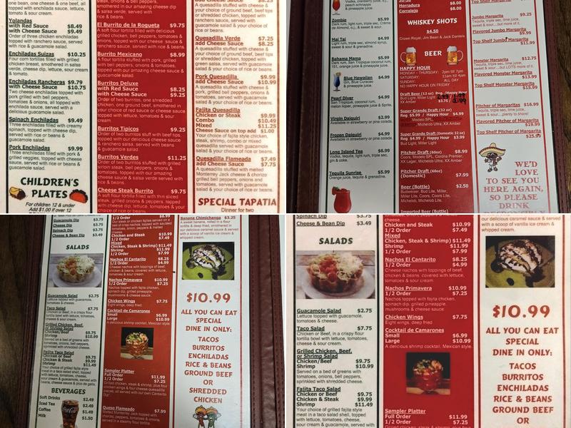 El Cantarito Mexican Restaurant Menu