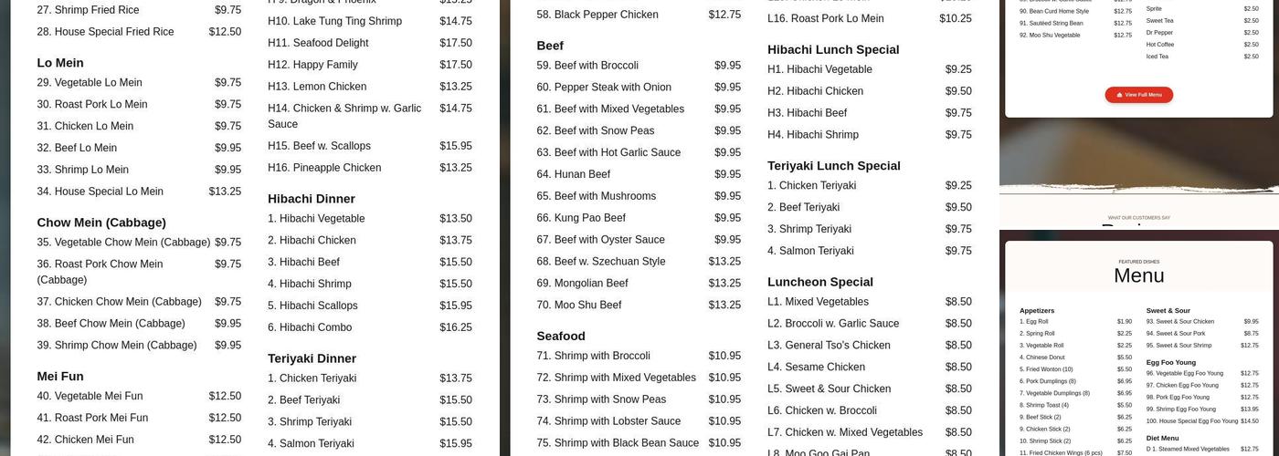 Chef Ben Menu
