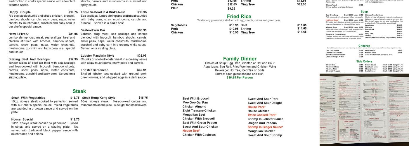 Ming Tree Menu