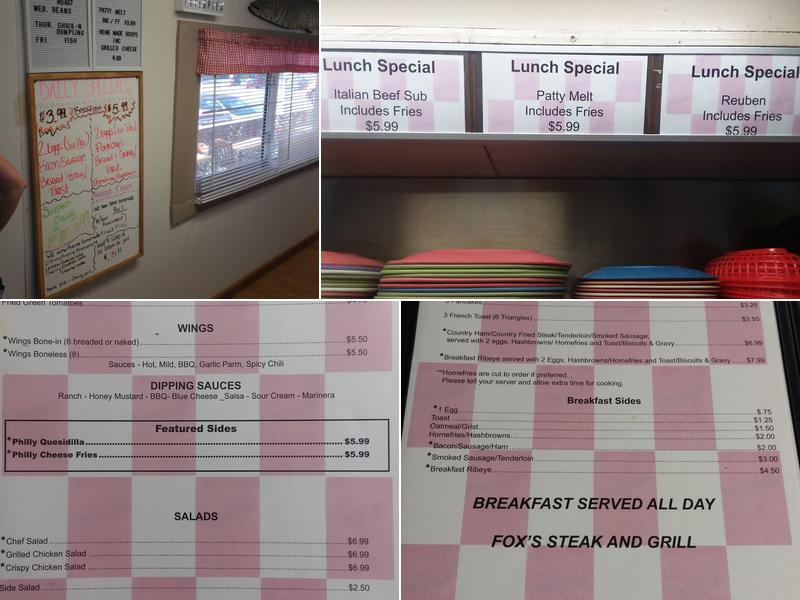 Fox's Diner Menu