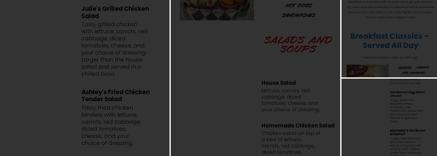 Mel's Classic Diner Menu