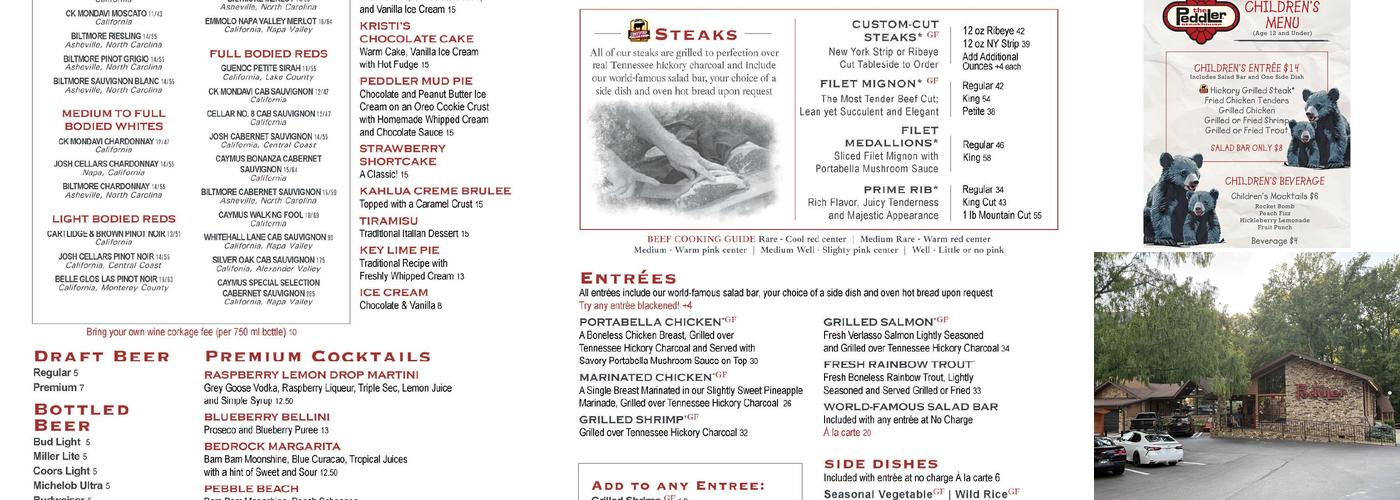 The Peddler Steakhouse Menu
