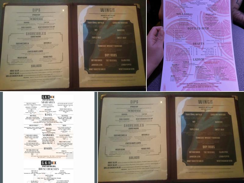 Skybox Sports Bar and Grill Menu