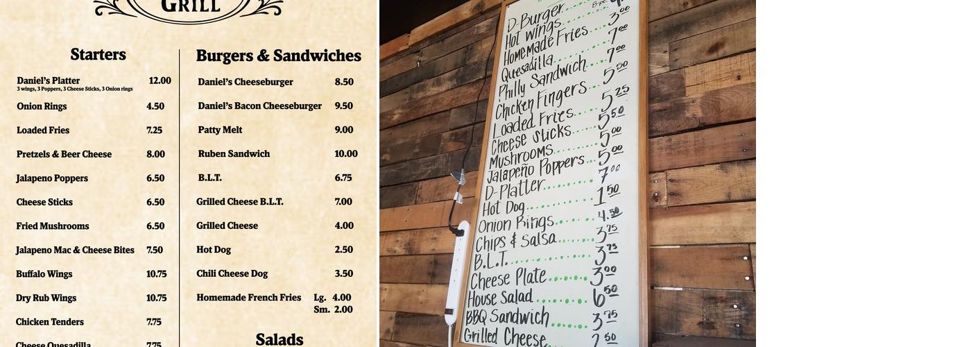 Daniel's Bar & Grill Menu