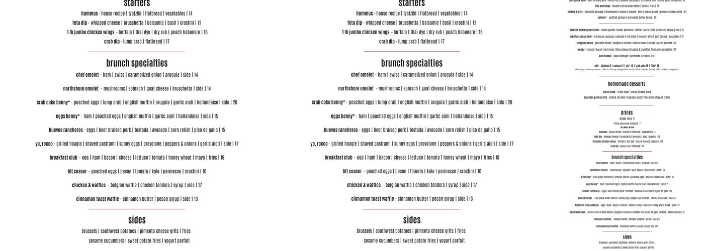 Cazzy's Corner Grill Menu