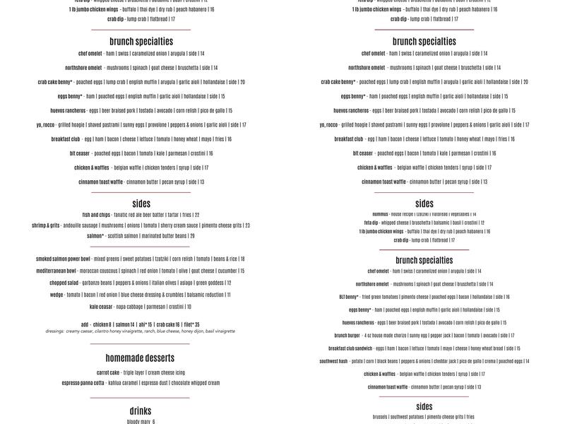 Cazzy's Corner Grill Menu