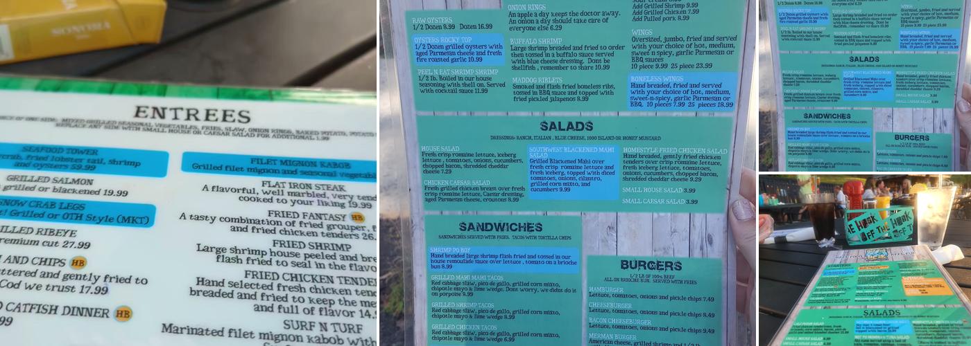 Off The Hook Lakeside Bar And Grille Menu