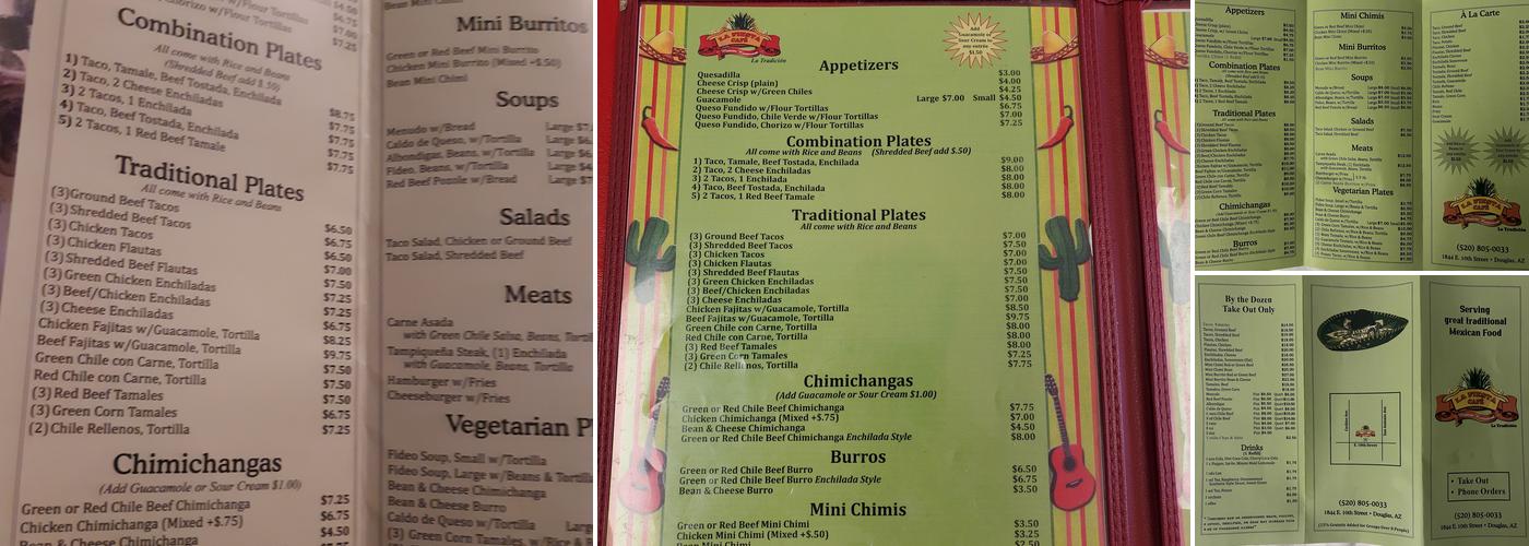 La Fiesta Café Menu