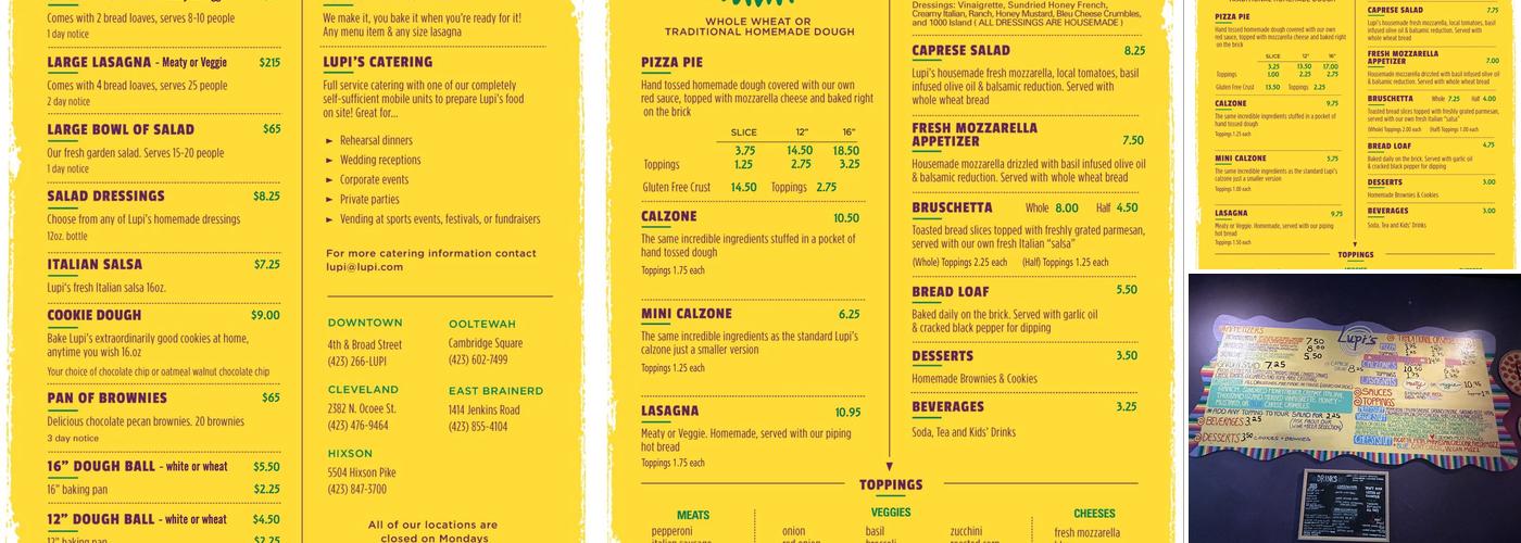 Lupi's Pizza Pies Menu