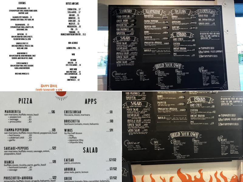FIAMMA pizza company Menu