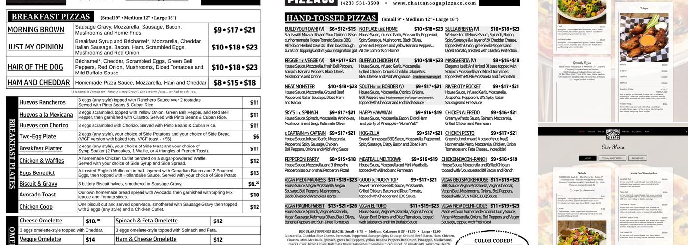 Chattanooga Pizza Co Menu
