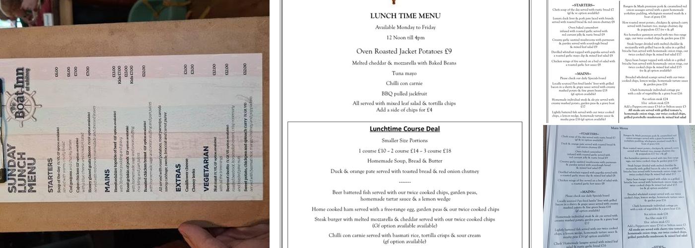 The Boat Inn Menu
