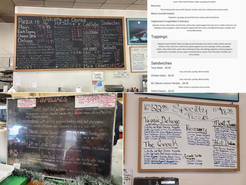 Chirios Pizza Menu
