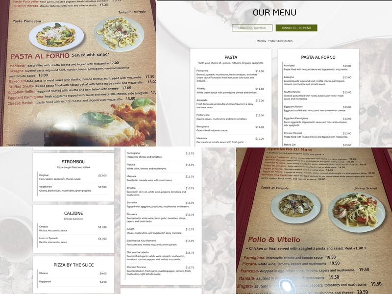 Portobello's Italian Restaurant & Pizzeria Menu