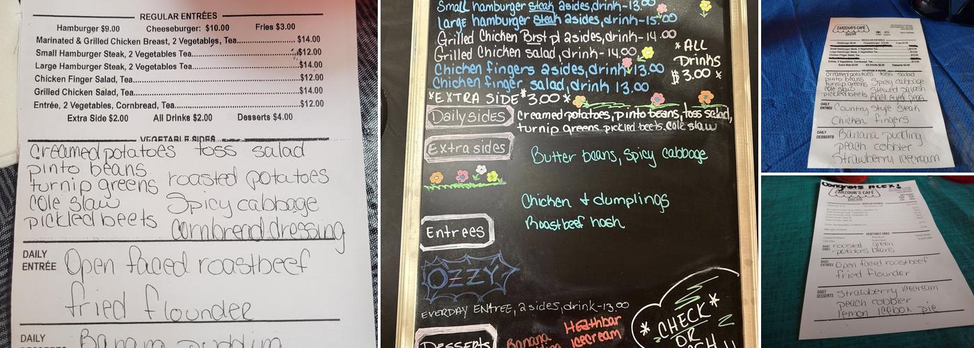 Zarzour's Menu