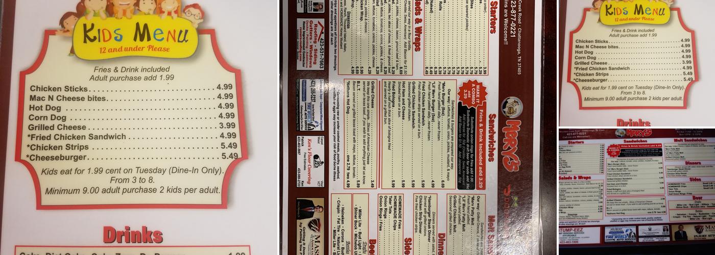 Merv’s Menu