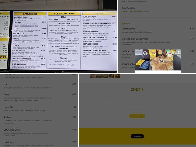 Greg's Sandwich Works & Food Truck Menu
