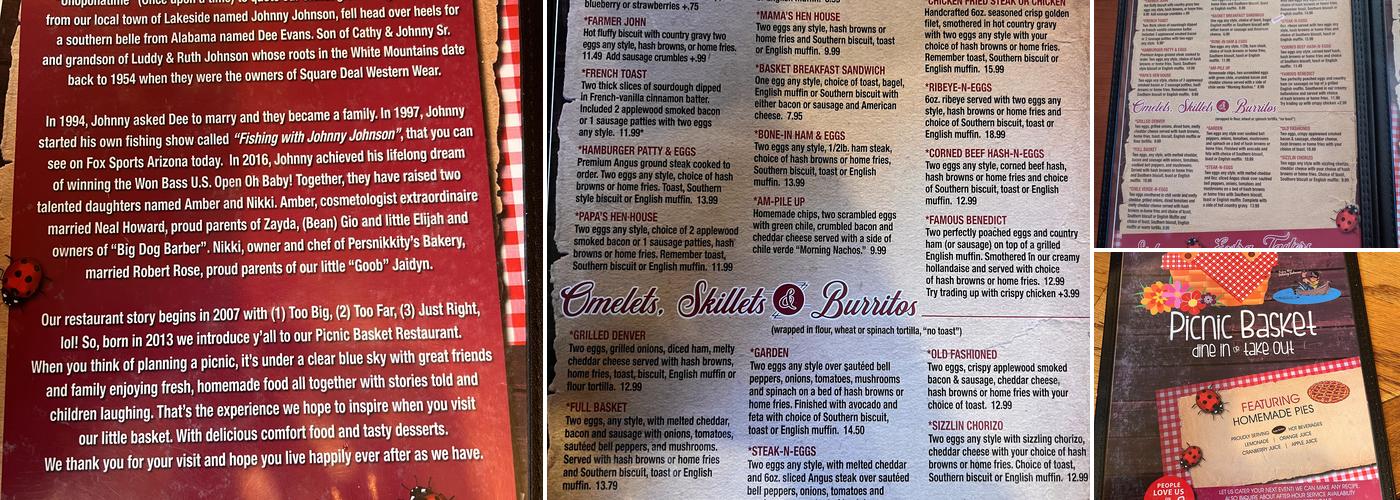 Johnny & Dee's Picnic Basket Menu