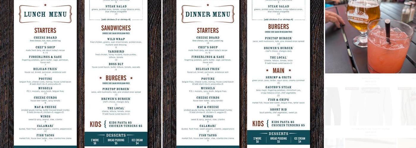 Pinetop Brewing Company Menu