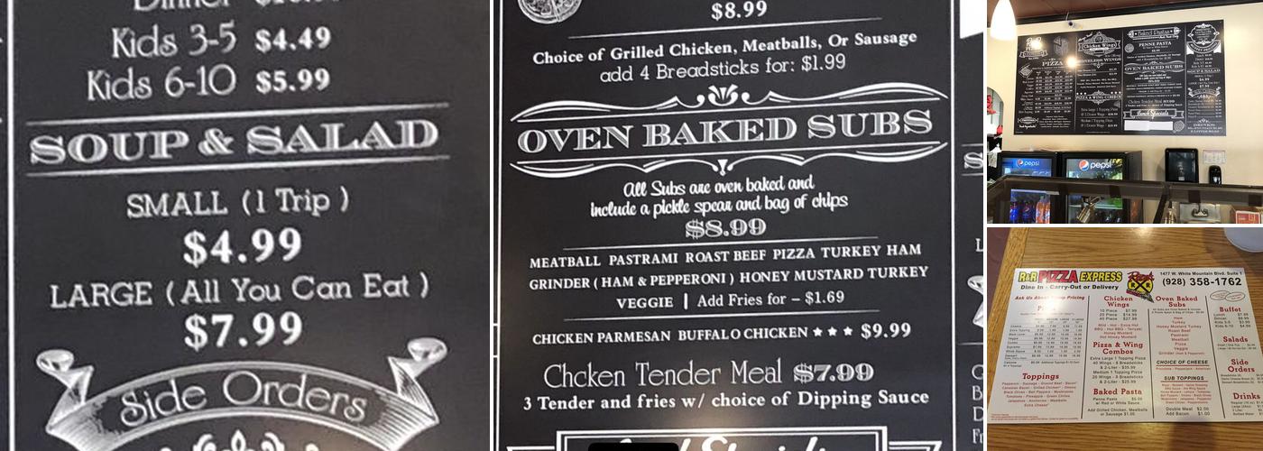 R & R Pizza Express Menu