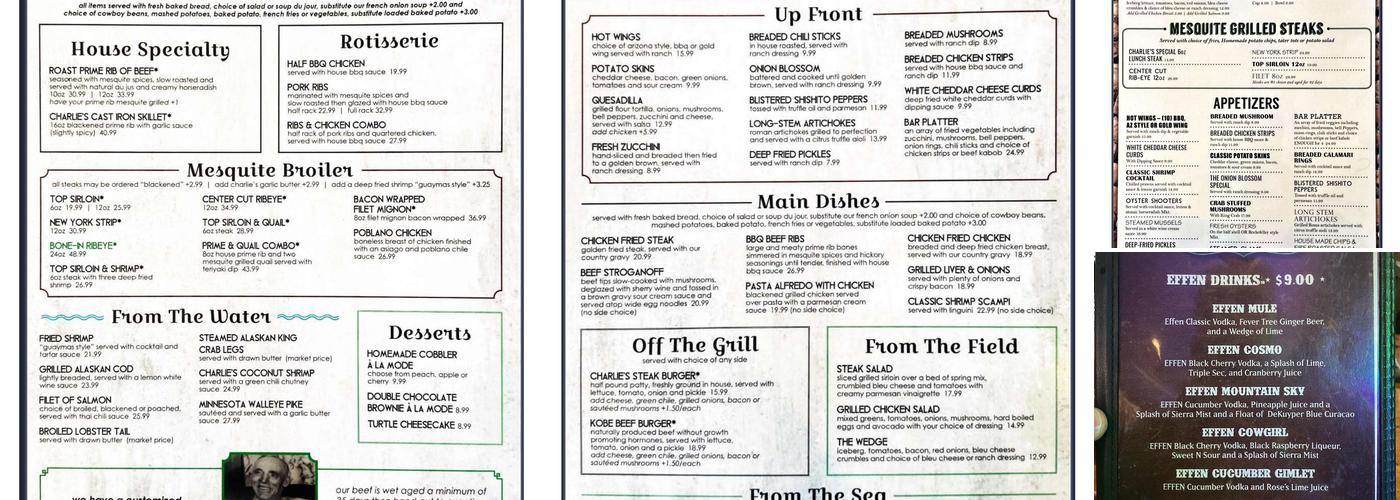 Charlie Clark's Steakhouse Menu