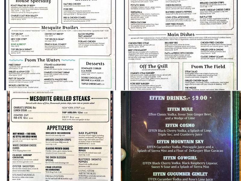 Charlie Clark's Steakhouse Menu
