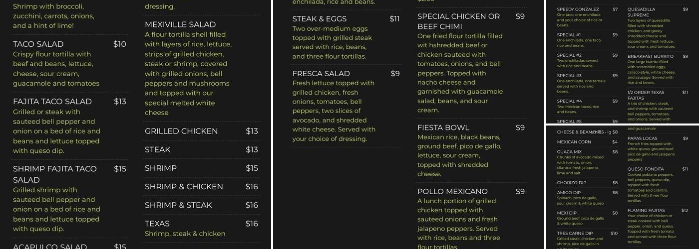 Mexiville Menu