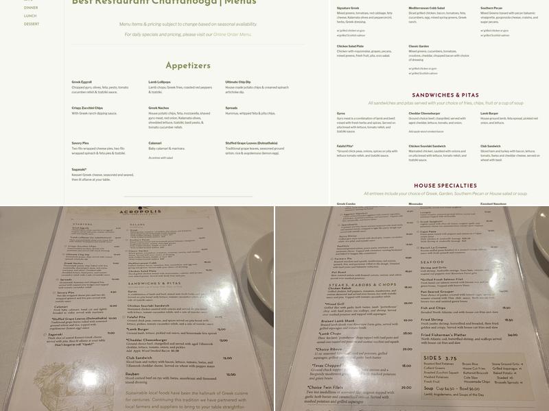 Acropolis Grill Menu