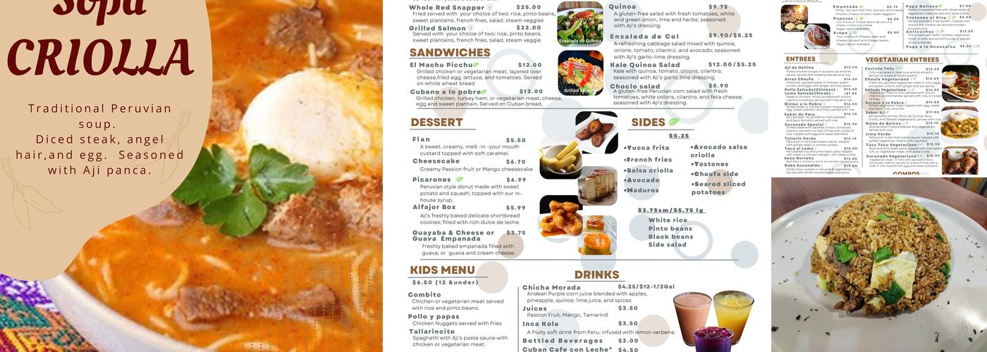 Aji Peruvian Restaurant Menu