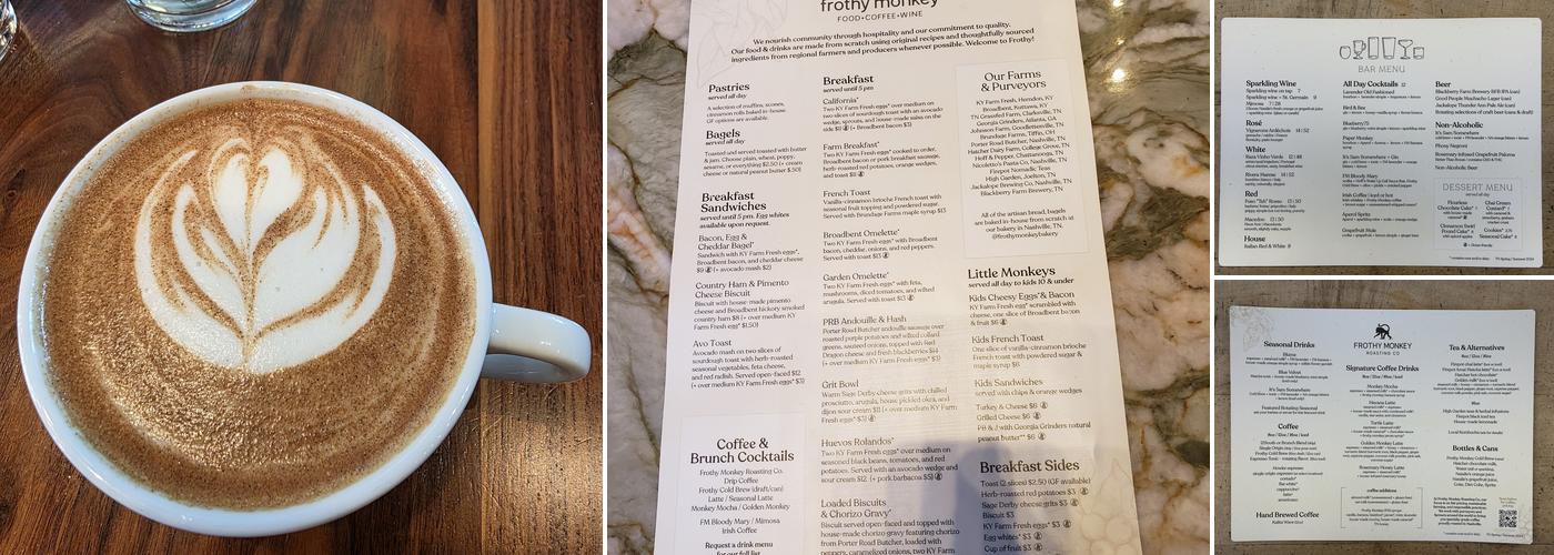 Frothy Monkey Menu