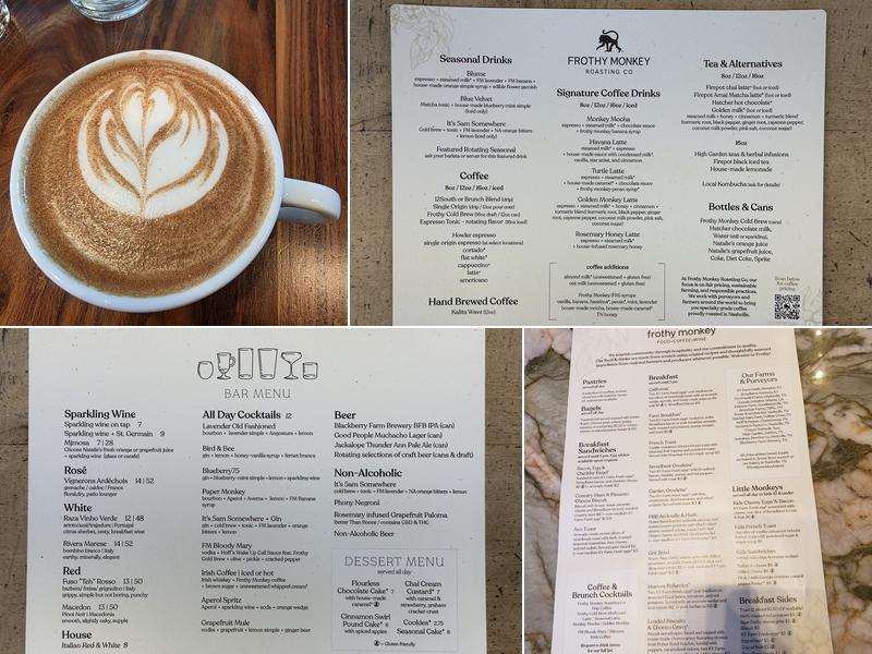 Frothy Monkey Menu