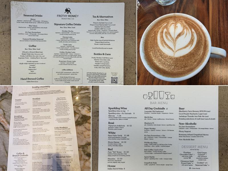 Frothy Monkey Menu