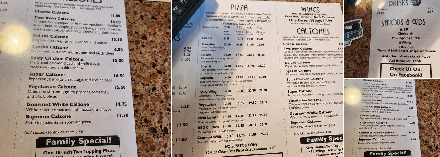Pit Stop Pizza Menu