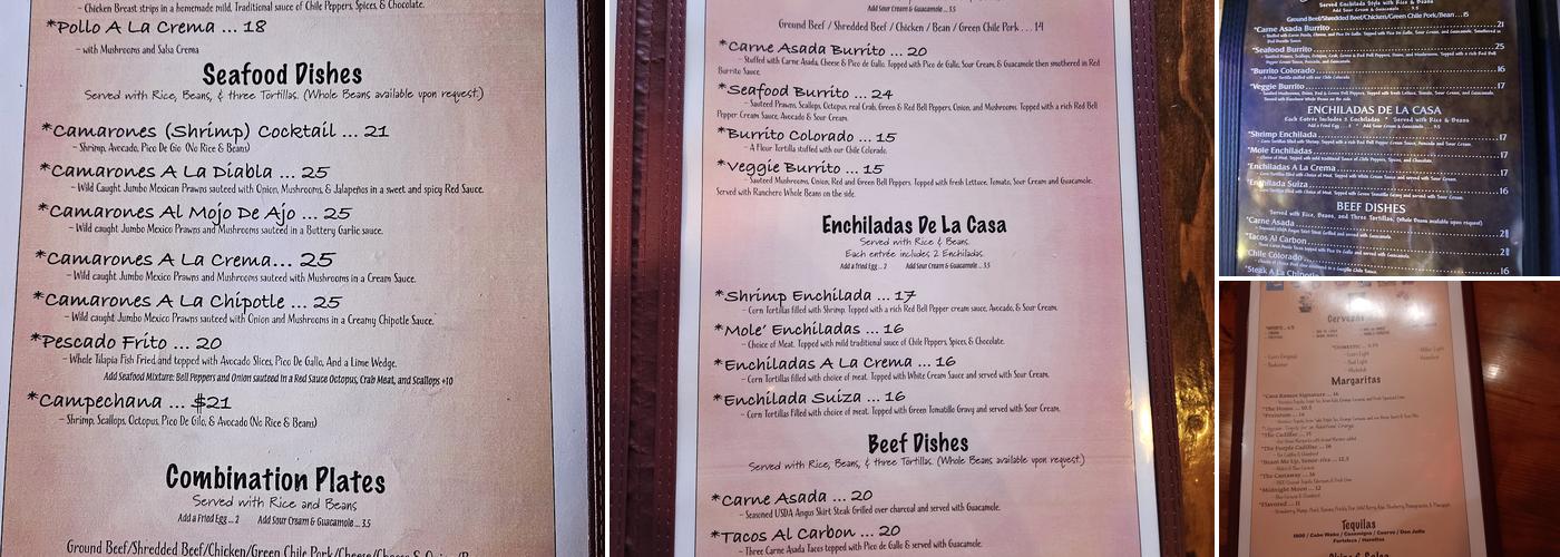 Casa Ramos Menu