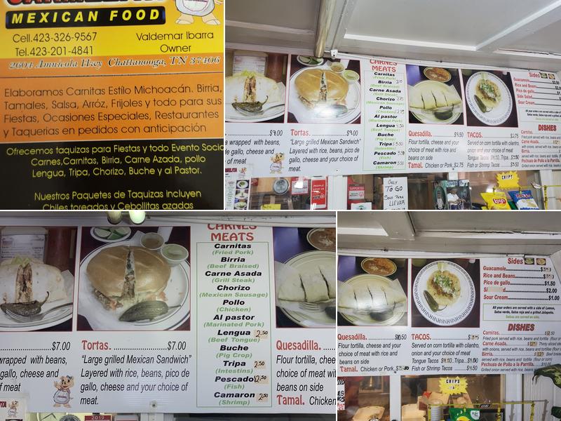 Carnitas Carmelita Menu