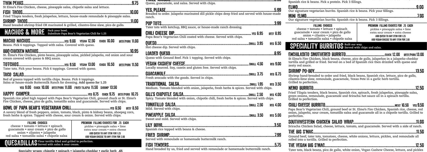 Mojo Burrito Menu