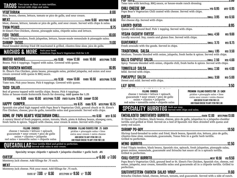 Mojo Burrito Menu