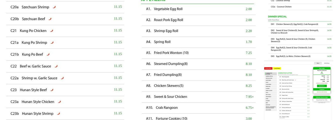 Ming Moon | Chinese Restaurant Menu