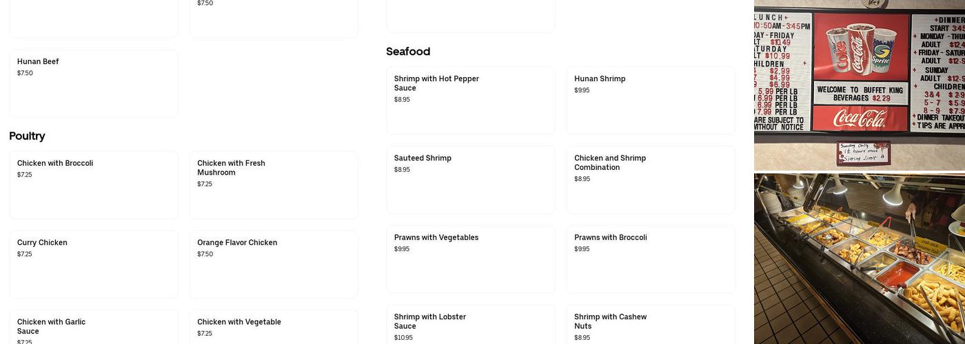 Buffet King Menu