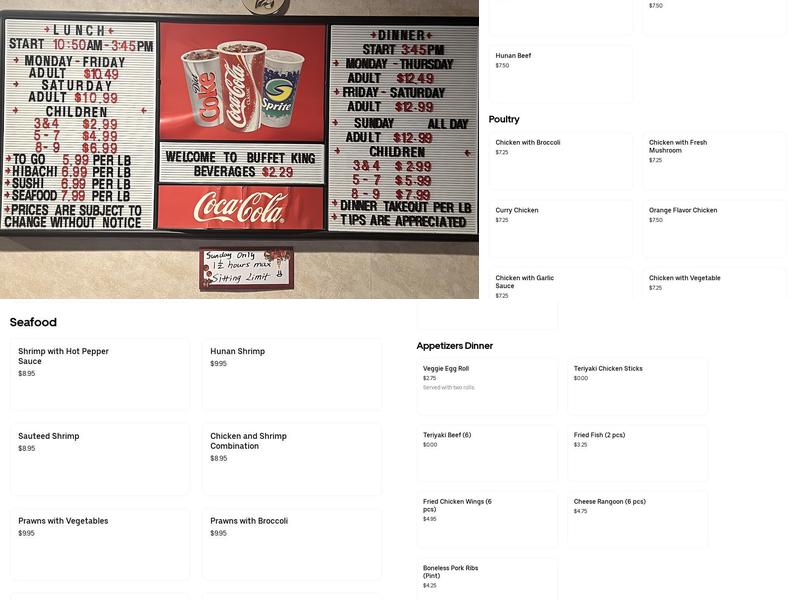 Buffet King Menu
