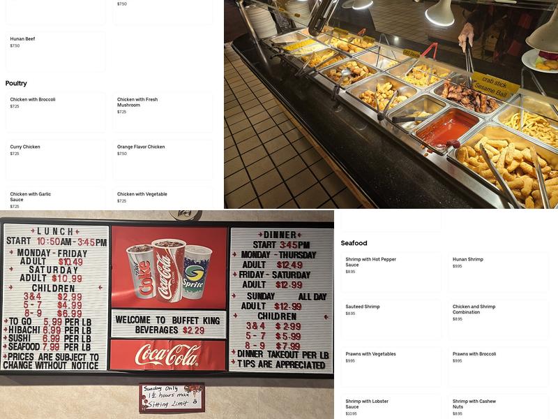 Buffet King Menu